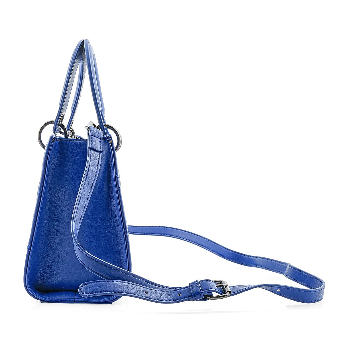 Closeout Badgley Mischka Blue Vegan Leather Quilted Shoulder Bag image number 3