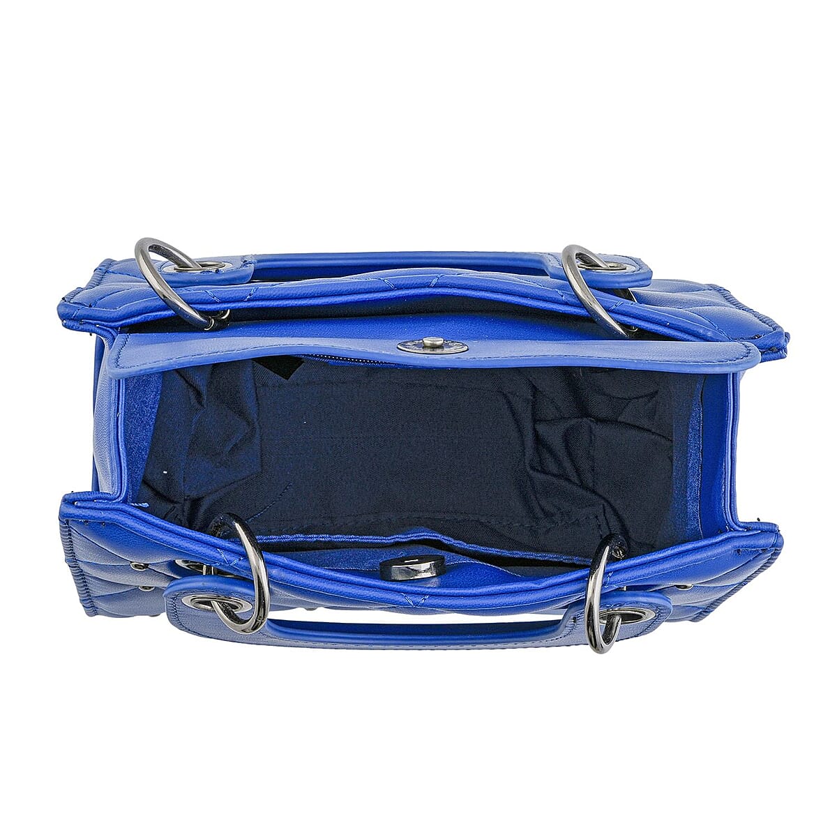 Closeout Badgley Mischka Blue Vegan Leather Quilted Shoulder Bag image number 4