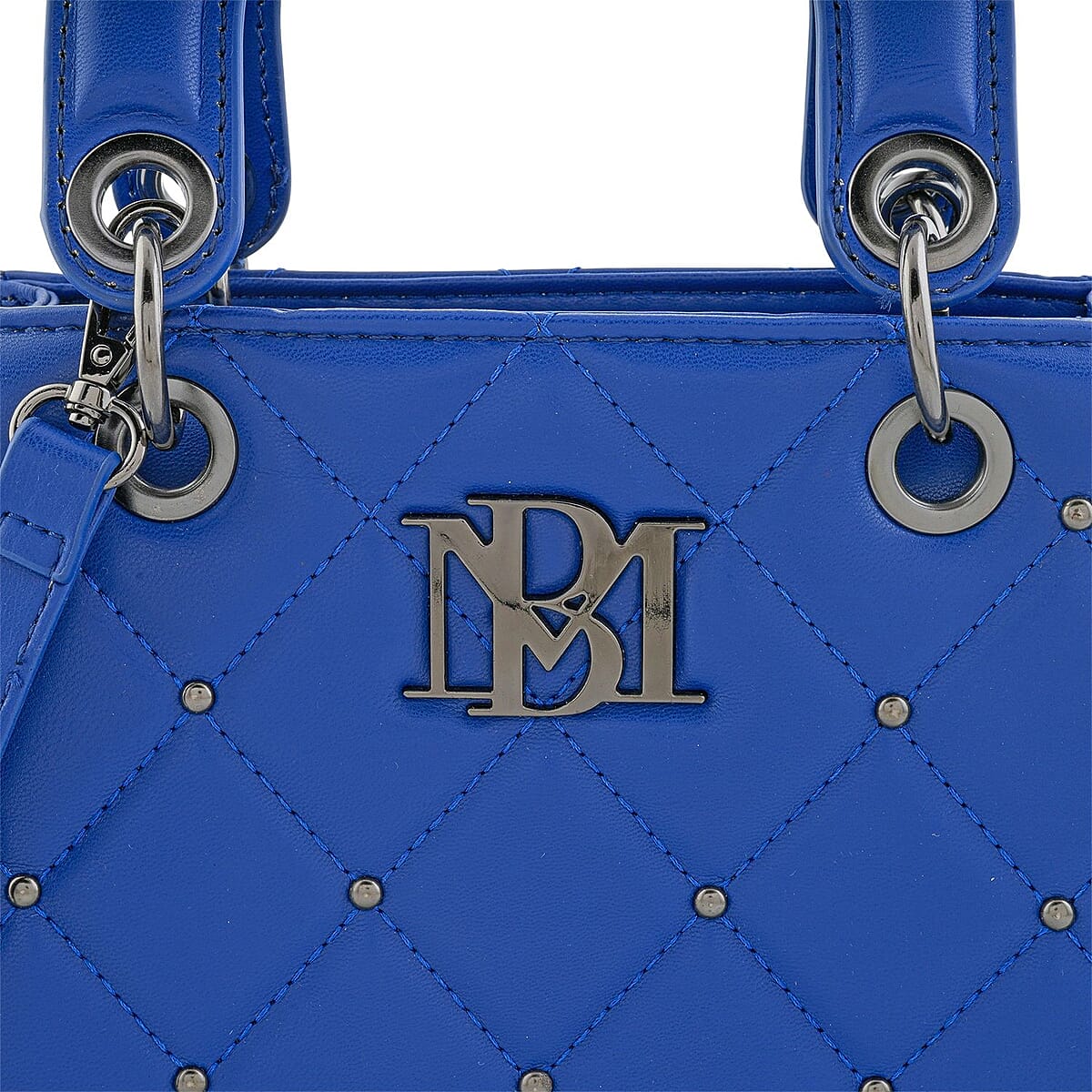 Closeout Badgley Mischka Blue Vegan Leather Quilted Shoulder Bag image number 5