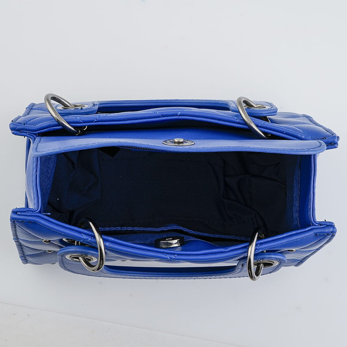 Closeout Badgley Mischka Blue Vegan Leather Quilted Shoulder Bag image number 6