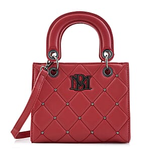 Closeout Badgley Mischka Red Vegan Leather Quilted Shoulder Bag
