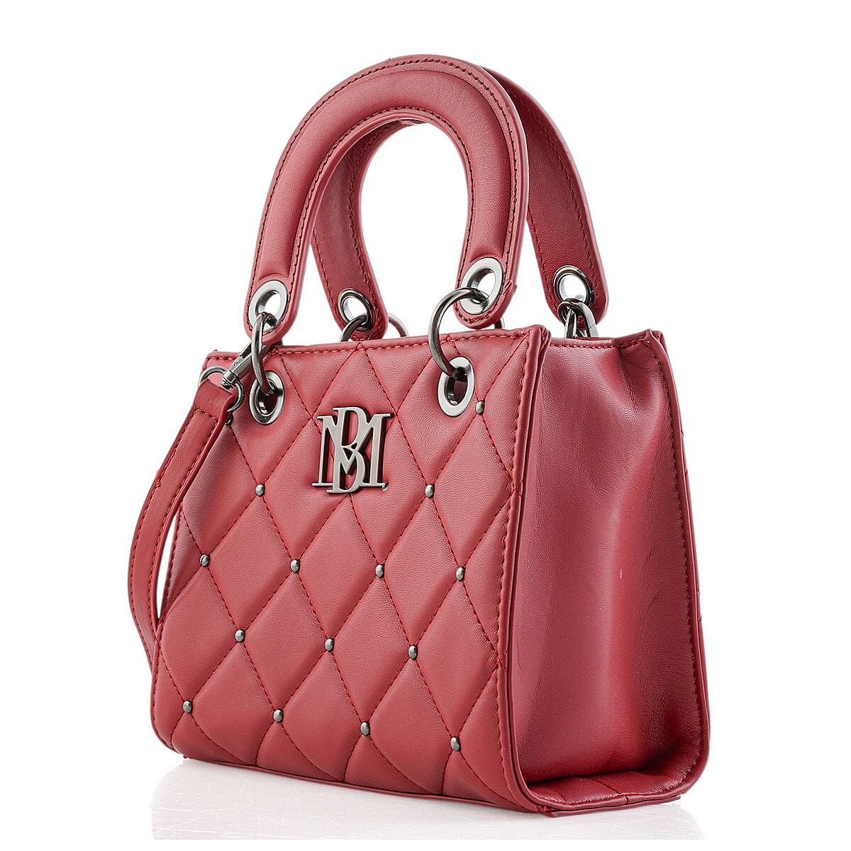 Closeout Badgley Mischka Red Vegan Leather Quilted Shoulder Bag image number 1