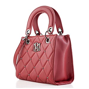 Closeout Badgley Mischka Red Vegan Leather Quilted Shoulder Bag