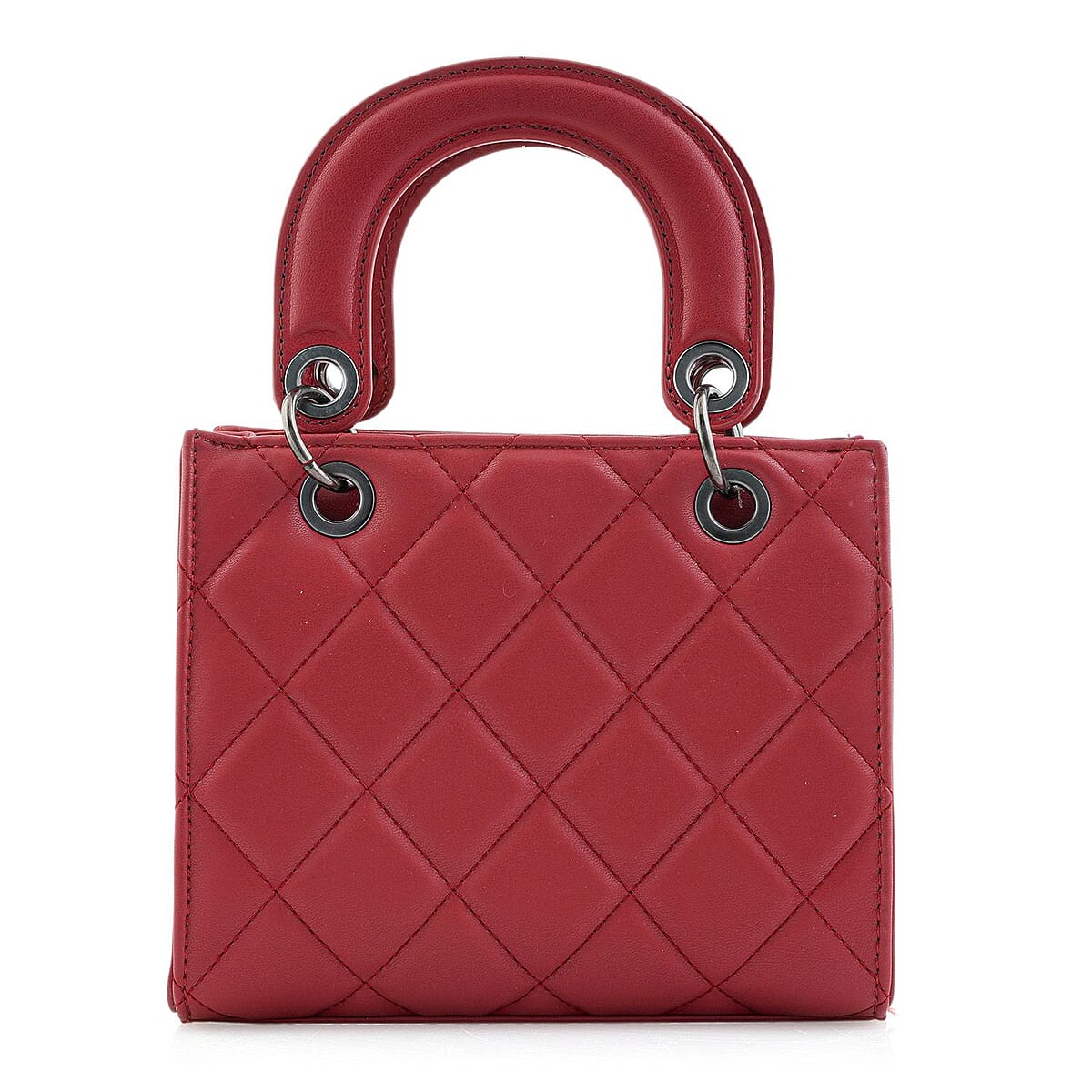 Closeout Badgley Mischka Red Vegan Leather Quilted Shoulder Bag image number 3