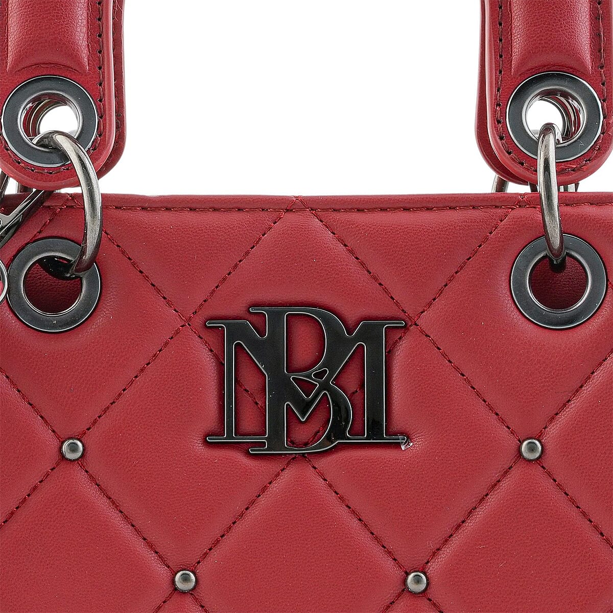 Closeout Badgley Mischka Red Vegan Leather Quilted Shoulder Bag image number 5