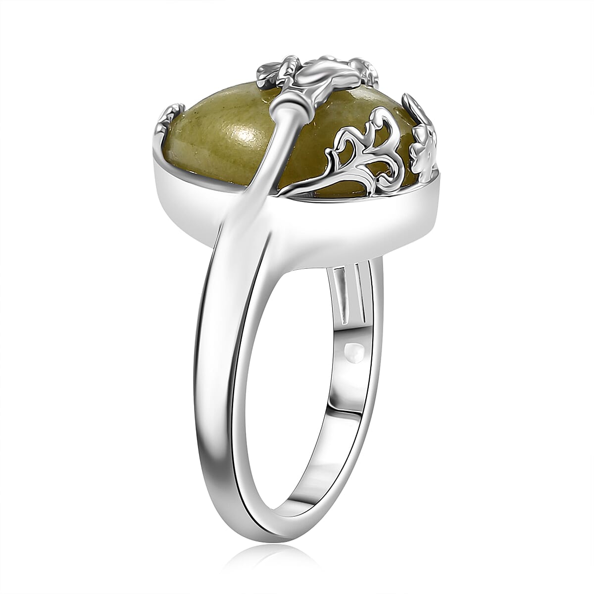 D'Joy Connemara Marble 9.00 ctw Claddagh Harmony Ring in Platinum Over Sterling Silver (Size 10.0) image number 3