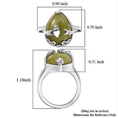 D'Joy Connemara Marble 9.00 ctw Claddagh Harmony Ring in Platinum Over Sterling Silver (Size 10.0)