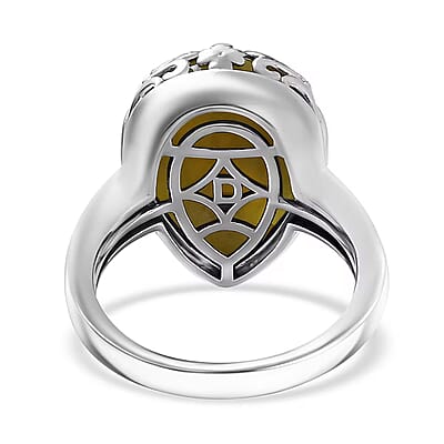 D'Joy Connemara Marble 9.00 ctw Claddagh Harmony Ring in Platinum Over Sterling Silver (Size 10.0)