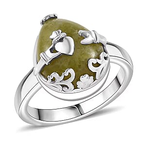 D'Joy Connemara Marble 9.00 ctw Claddagh Harmony Ring in Platinum Over Sterling Silver (Size 9.0)