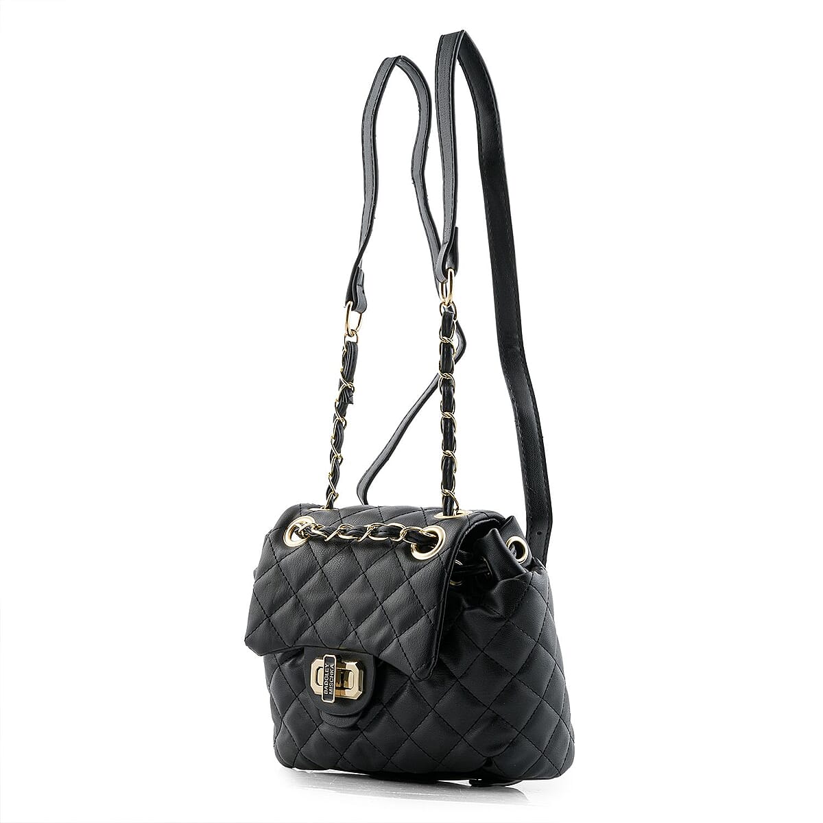 Badgley Mischka Black Vegan Leather Quilted Backpack image number 1