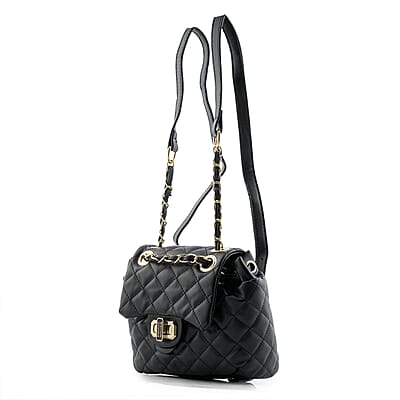 Closeout Badgley Mischka Black Vegan Leather Quilted Backpack
