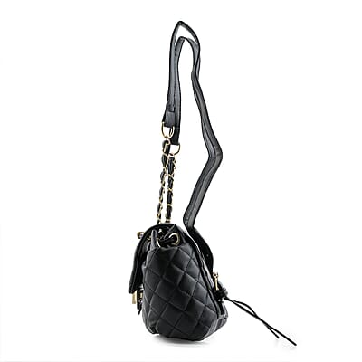 Closeout Badgley Mischka Black Vegan Leather Quilted Backpack