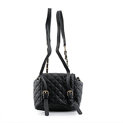Closeout Badgley Mischka Black Vegan Leather Quilted Backpack