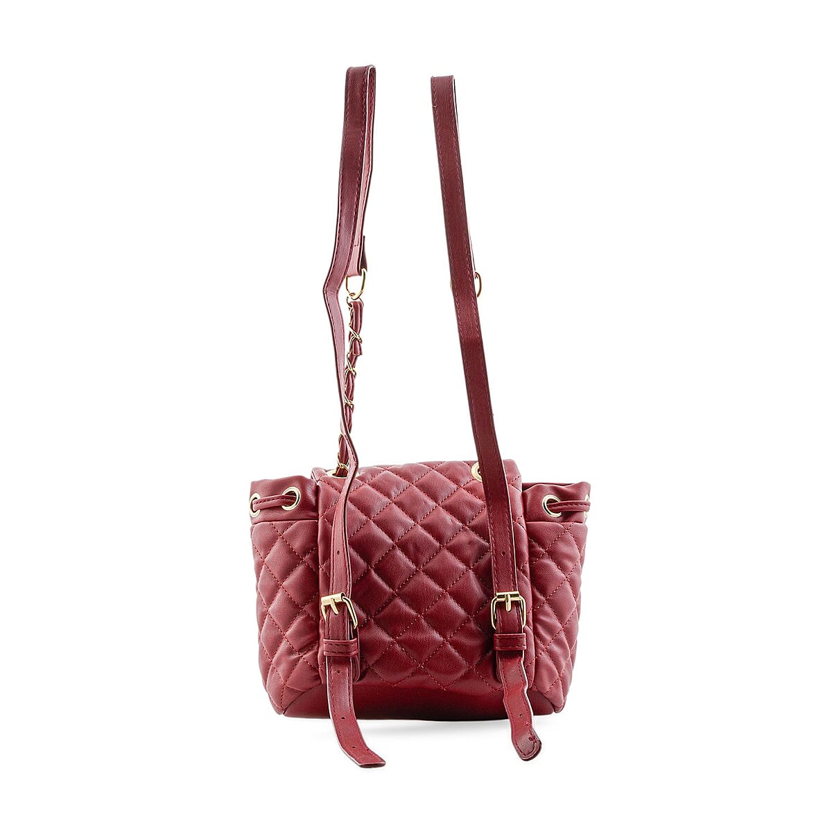 Closeout Badgley Mischka Red Vegan Leather Quilted Backpack image number 1
