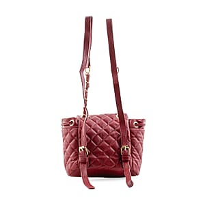 Closeout Badgley Mischka Red Vegan Leather Quilted Backpack