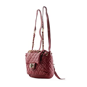 Closeout Badgley Mischka Red Vegan Leather Quilted Backpack