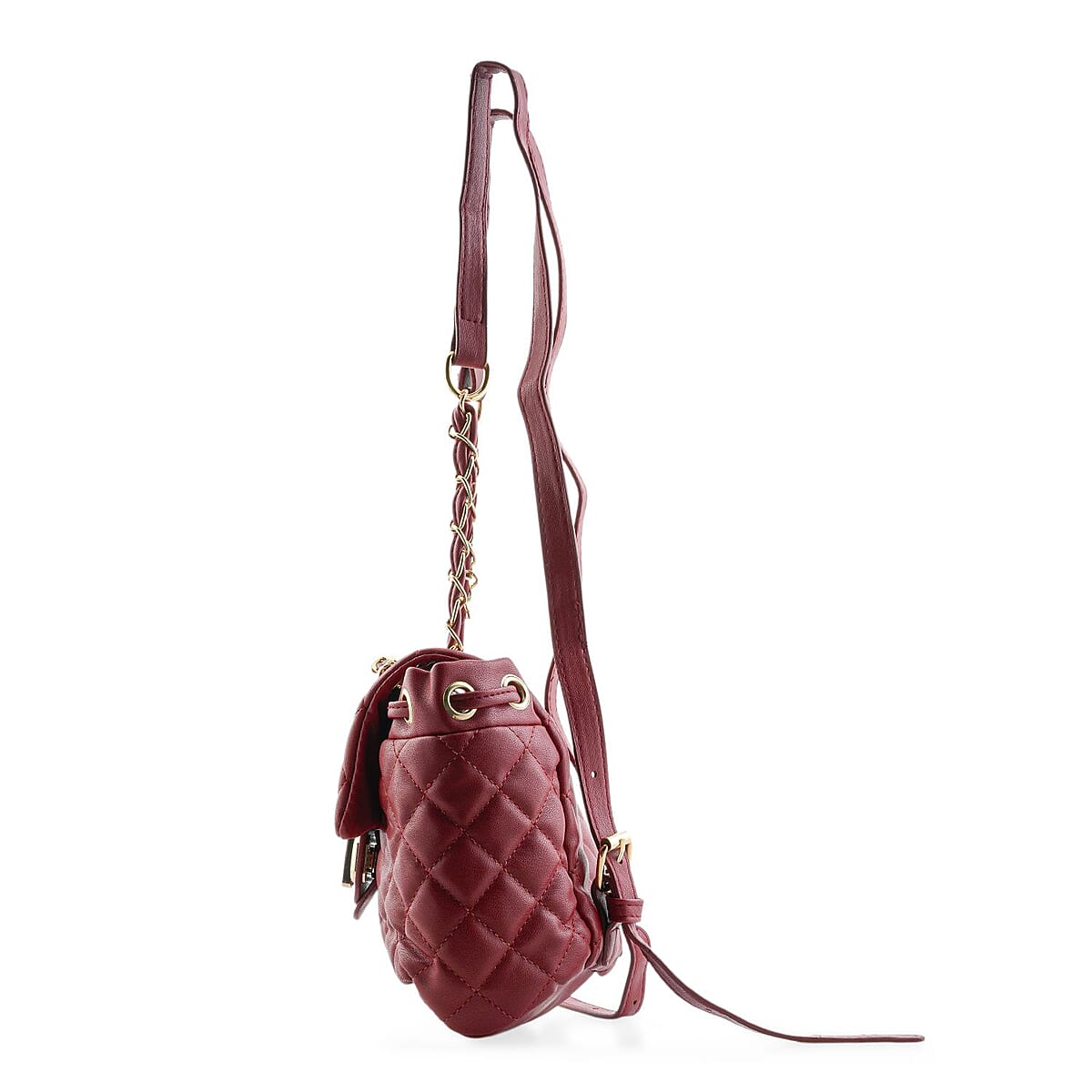 Closeout Badgley Mischka Red Vegan Leather Quilted Backpack image number 3