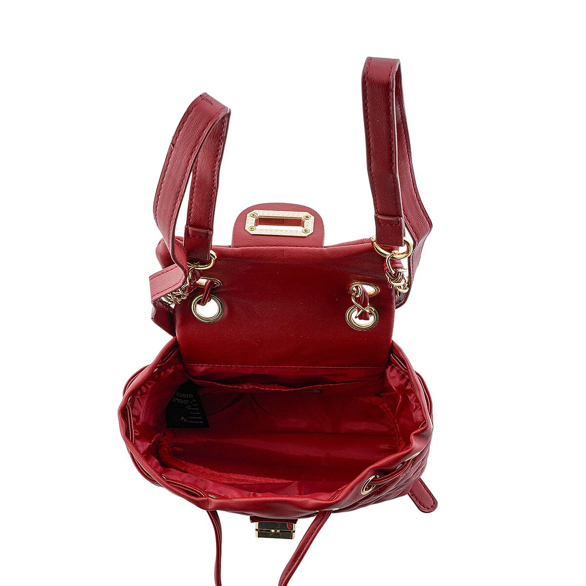 Closeout Badgley Mischka Red Vegan Leather Quilted Backpack image number 5