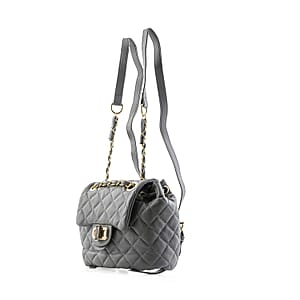 Closeout Badgley Mischka Gray Vegan Leather Quilted Backpack