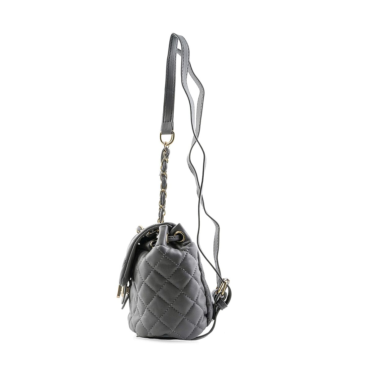 Closeout Badgley Mischka Gray Vegan Leather Quilted Backpack image number 2