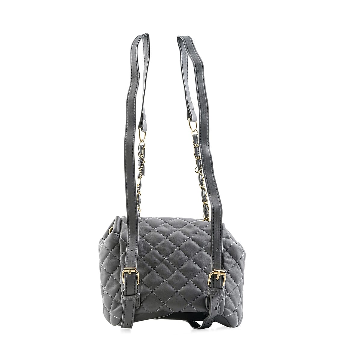 Closeout Badgley Mischka Gray Vegan Leather Quilted Backpack image number 3