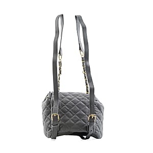 Closeout Badgley Mischka Gray Vegan Leather Quilted Backpack