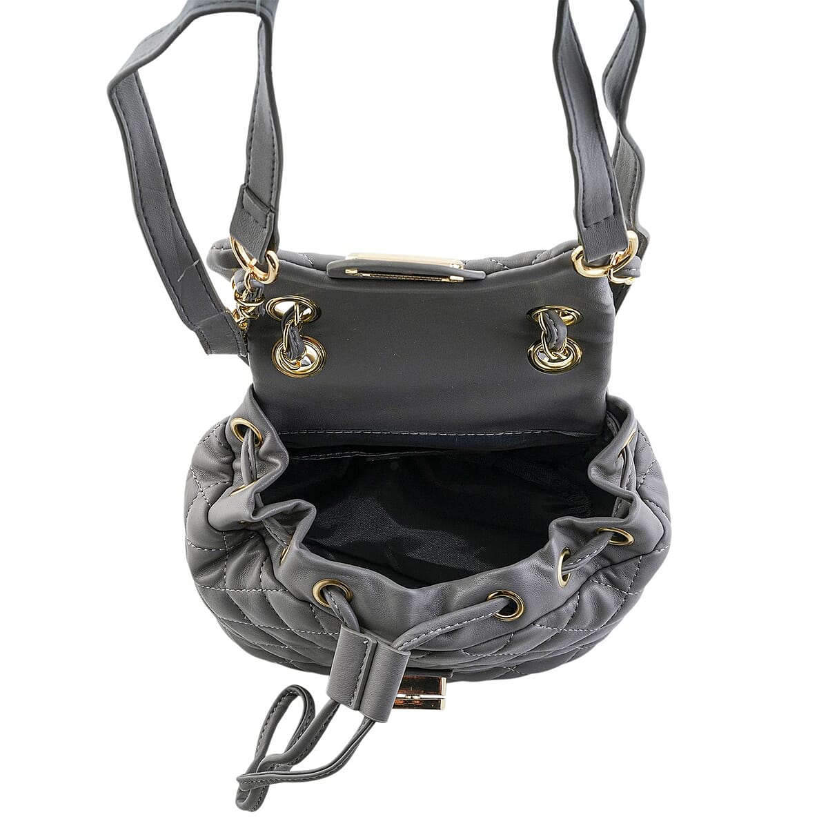 Closeout Badgley Mischka Gray Vegan Leather Quilted Backpack image number 5