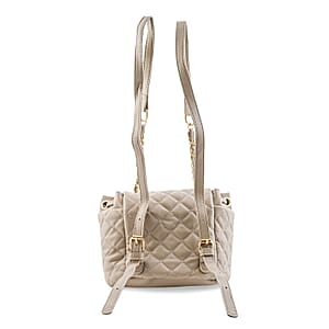 Closeout Badgley Mischka Taupe Vegan Leather Quilted Backpack