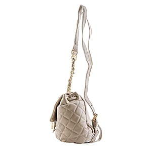 Closeout Badgley Mischka Taupe Vegan Leather Quilted Backpack