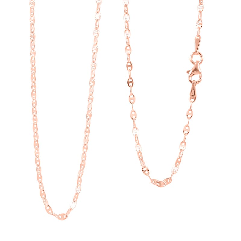 Nova Chain Necklace in 14K Rose Gold Over Sterling Silver 4.10 Grams 24 Inches