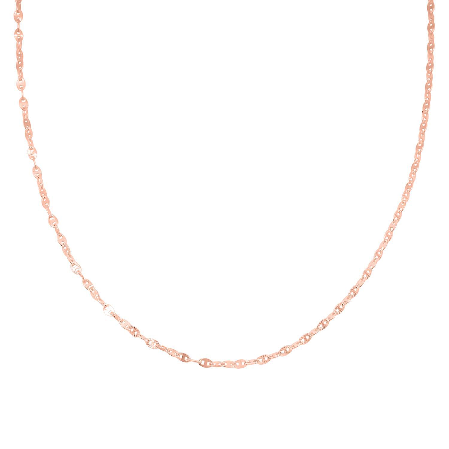 Nova Chain Necklace in 14K Rose Gold Over Sterling Silver 4.10 Grams 24 Inches