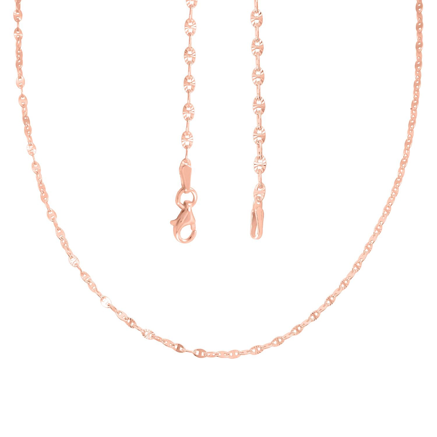 Nova Chain Necklace in 14K Rose Gold Over Sterling Silver 4.10 Grams 24 Inches
