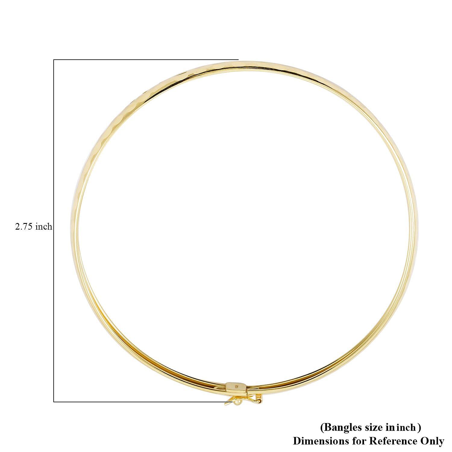 14K Yellow Gold Over Sterling Silver Bangle Bracelet (7.50 In) 4 Grams