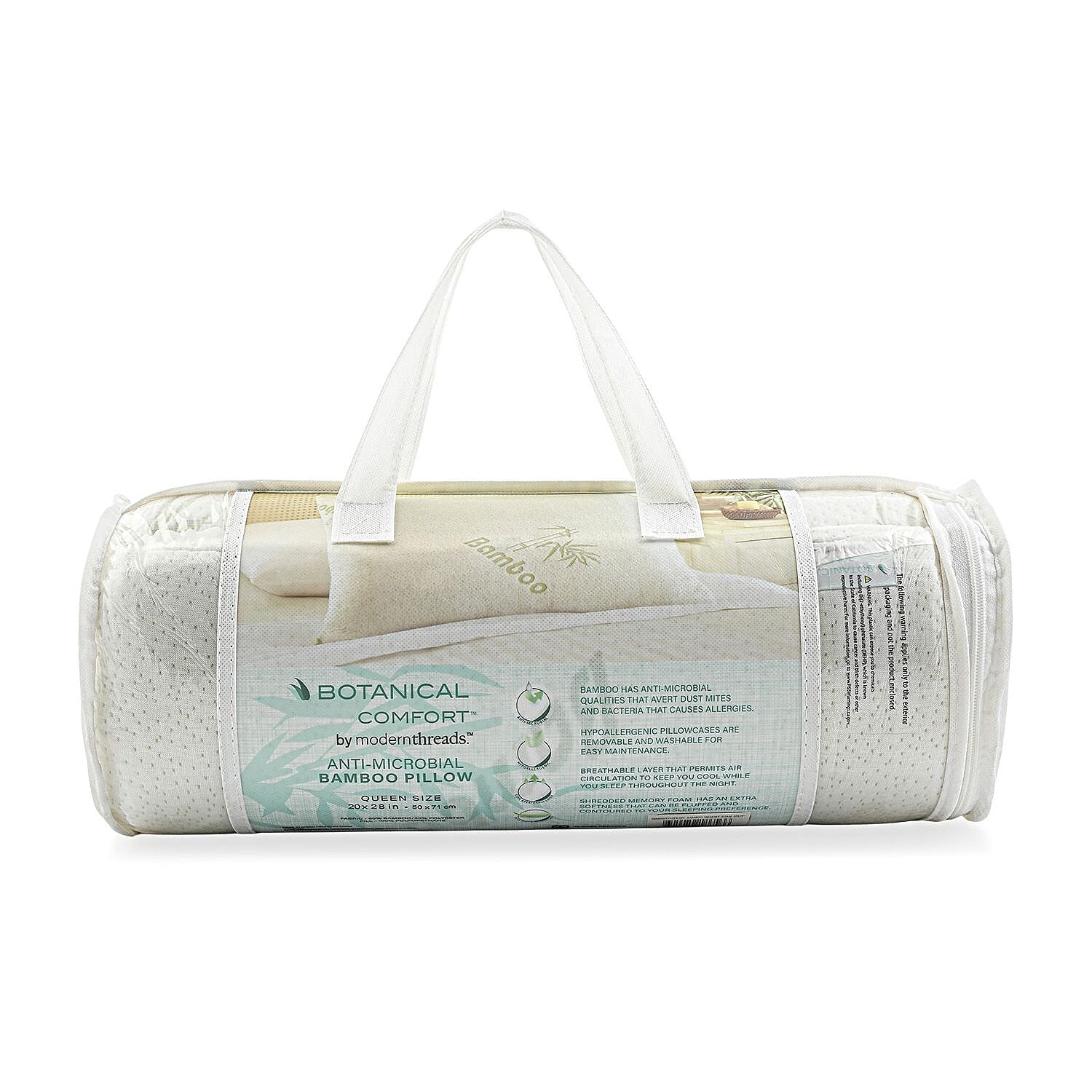 Closeout Botanical Comfort Anti-Microbial Bamboo Pillow -Queen