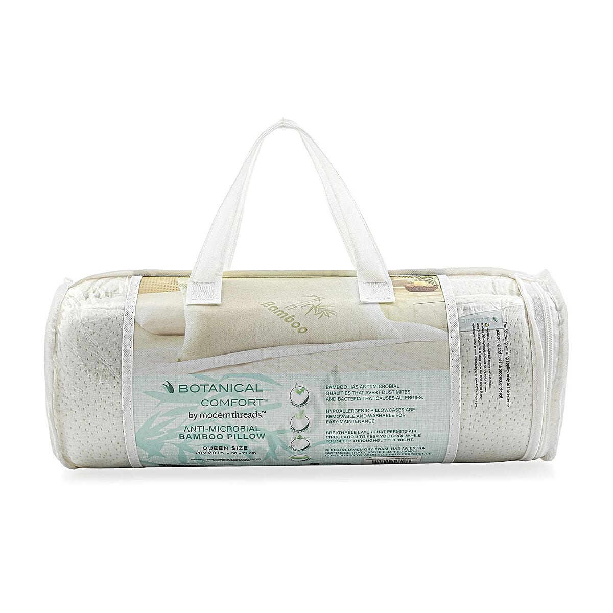 Closeout Botanical Comfort Anti-Microbial Bamboo Pillow -Queen image number 1