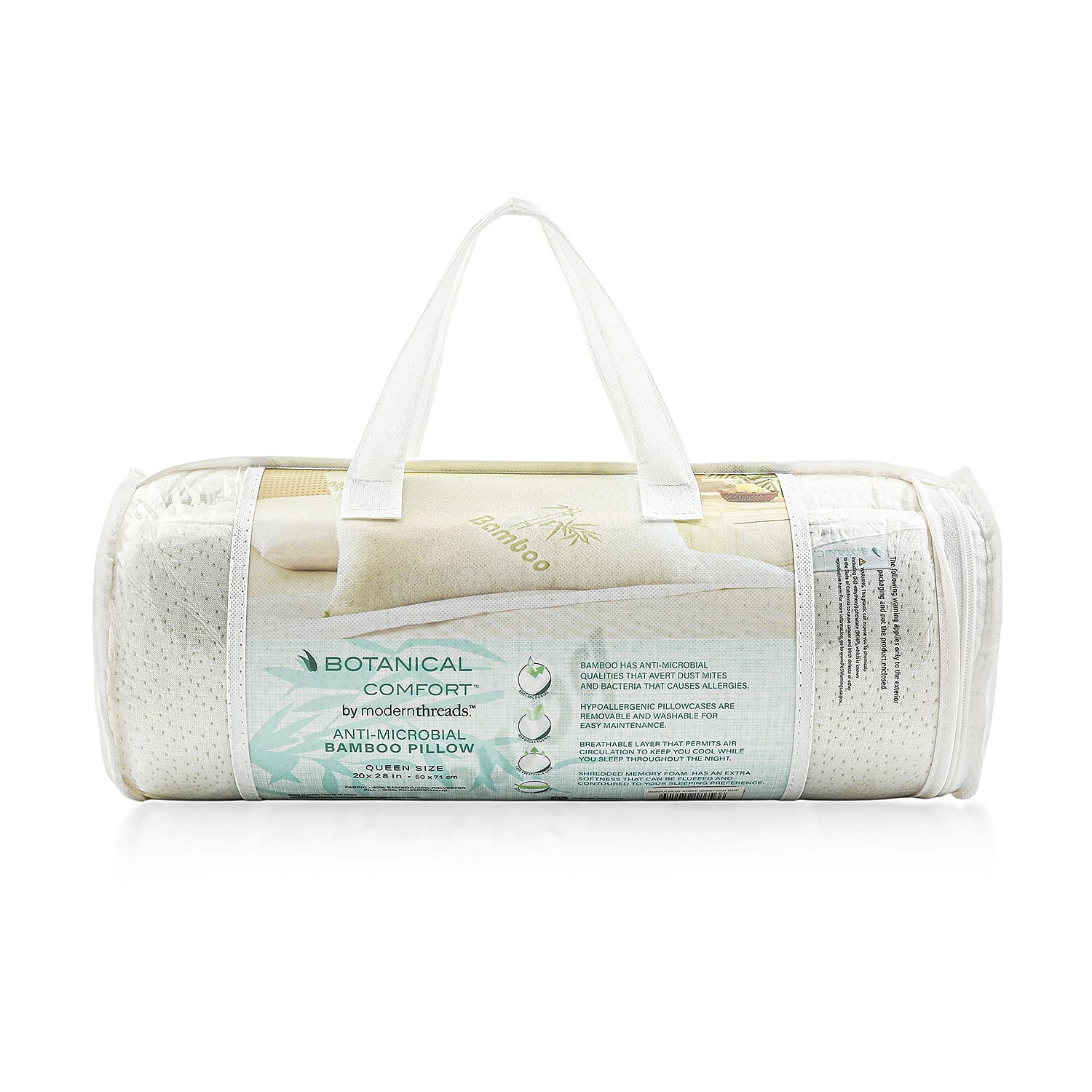 Closeout Botanical Comfort Anti-Microbial Bamboo Pillow -Queen