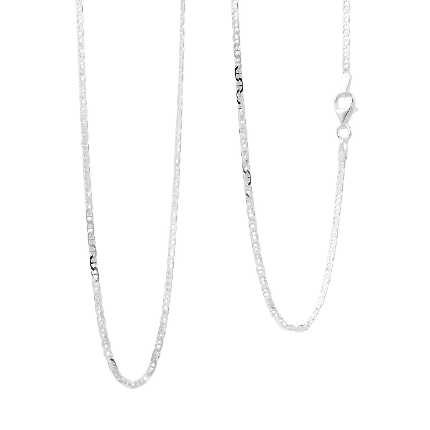 1.9mm Marina Link Chain Necklace in Sterling Silver 4.80 Grams 30 Inches