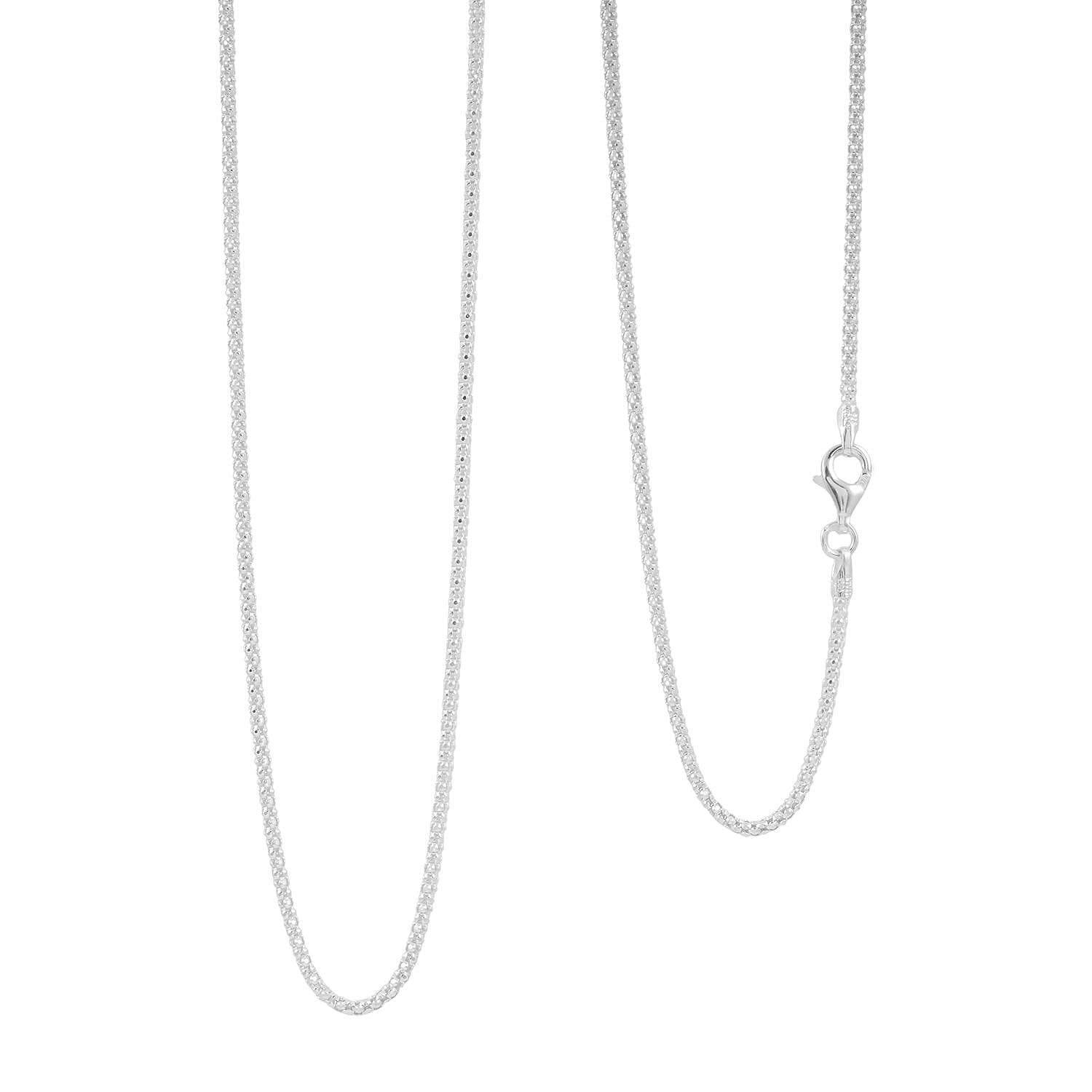 1.8mm Popcorn Coreana Chain Necklace in Sterling Silver 4.20 Grams 30 Inches