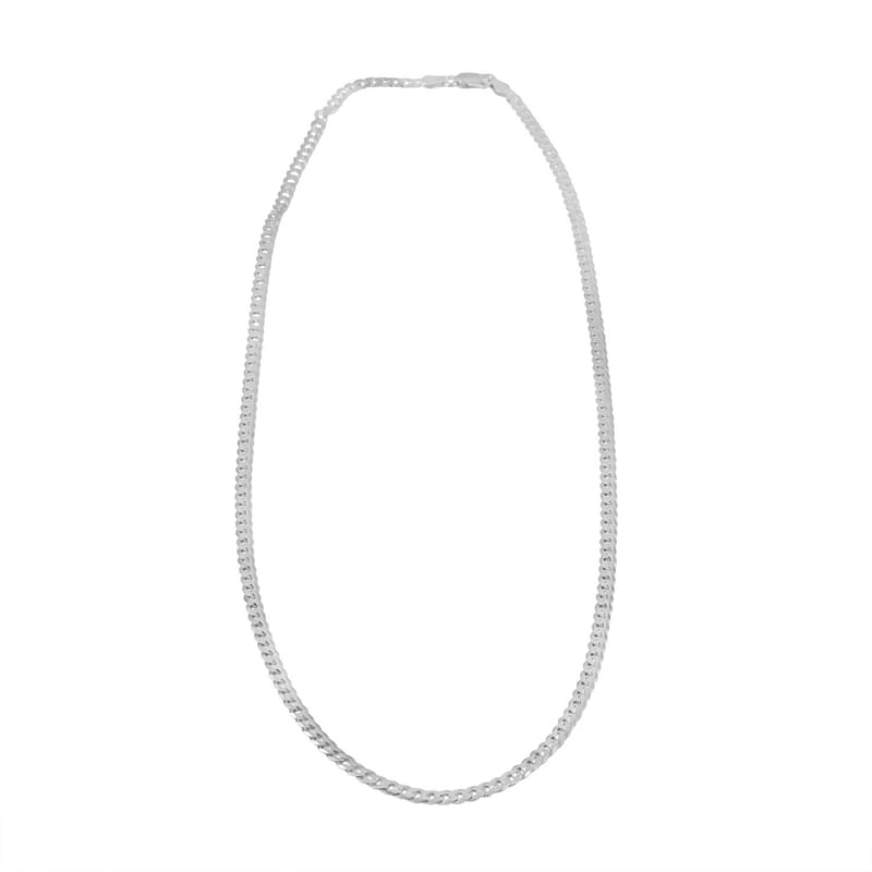 Made In Italy Sterling Silver Flat Cuban Chain Necklace (18 Inches) (13.1 g)
