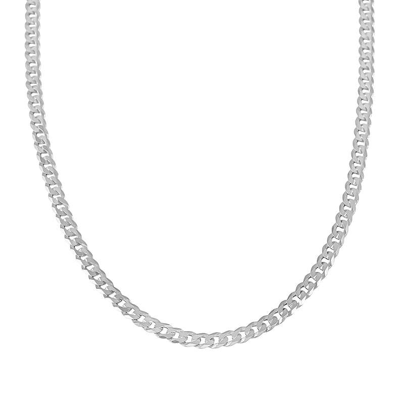 Made In Italian Sterling Silver Flat Cuban Chain Necklace 20 Inches 15.8 Grams