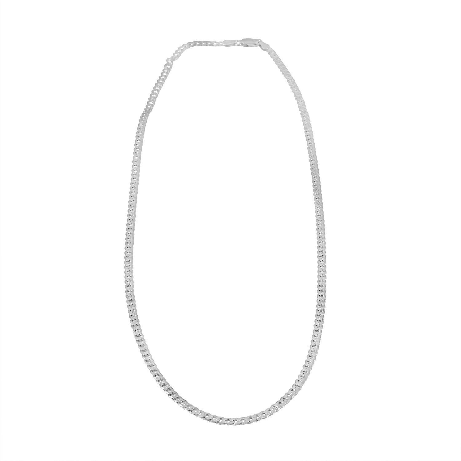 Italian Sterling Silver Flat Cuban Chain Necklace 22 Inches 17.6 Grams