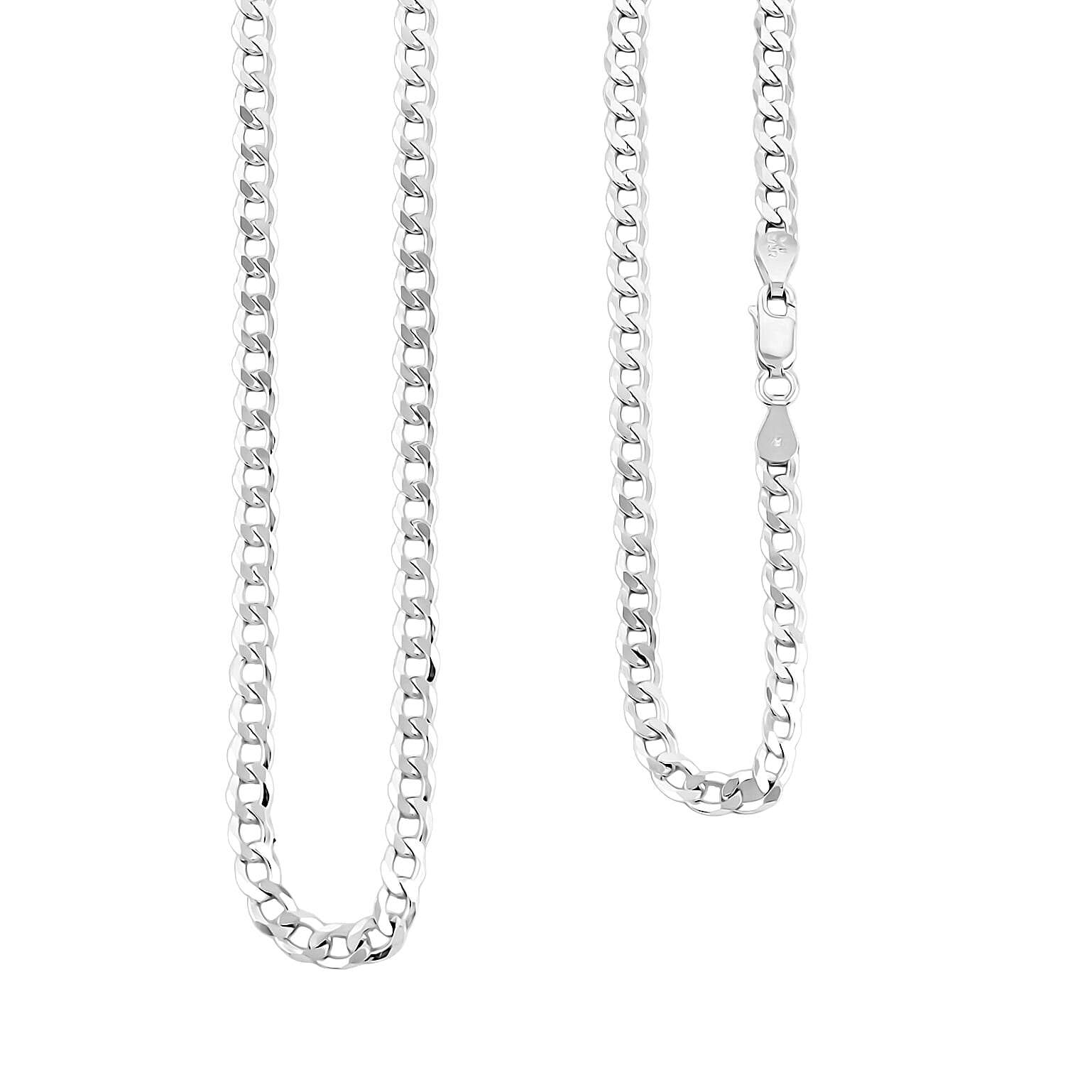 Italian Sterling Silver Flat Cuban Chain Necklace 24.1 Grams 30 Inches