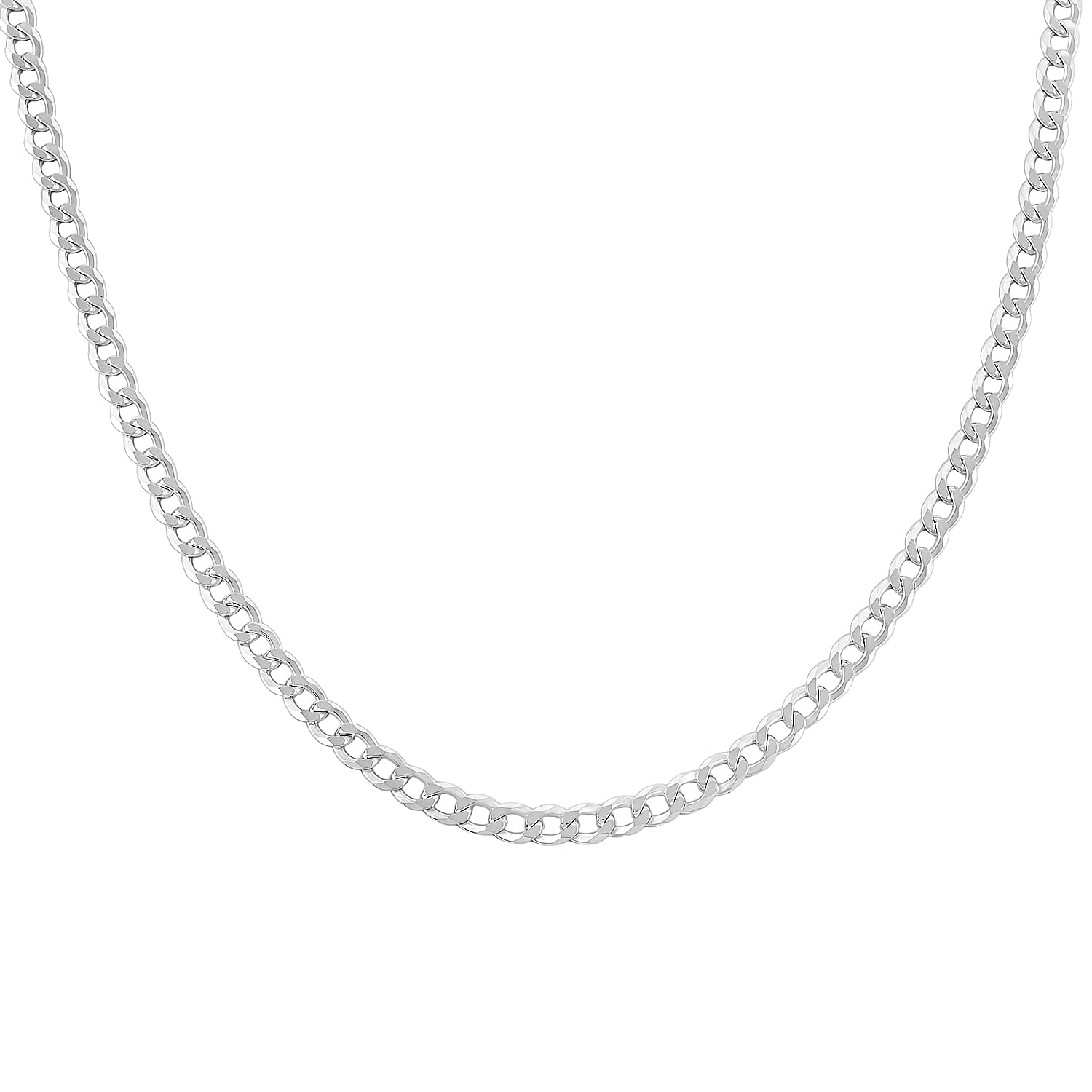 Italian Sterling Silver Flat Cuban Chain Necklace 24.1 Grams 30 Inches