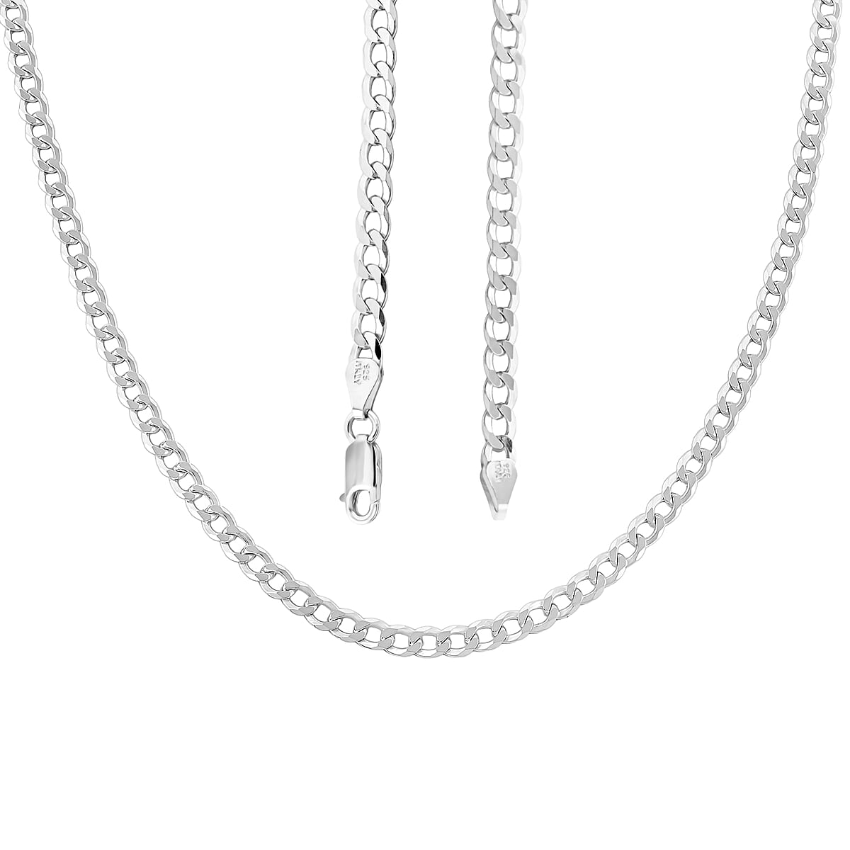 Italian Sterling Silver Flat Cuban Chain Necklace 24.1 Grams 30 Inches image number 2