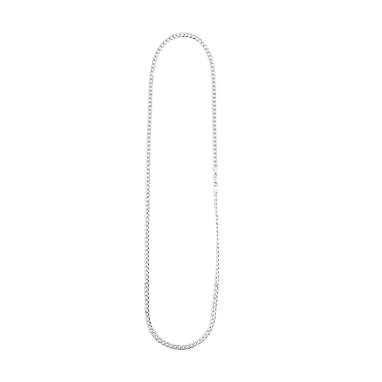Italian Sterling Silver Flat Cuban Chain Necklace 24.1 Grams 30 Inches