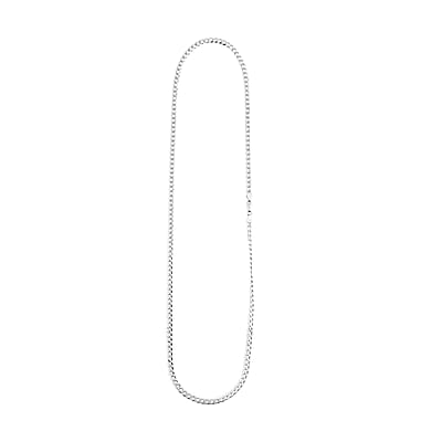 Italian Sterling Silver Flat Cuban Chain Necklace 24.1 Grams 30 Inches
