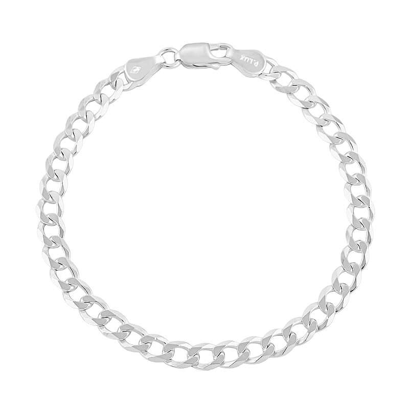 Italian Flat Cuban Chain Bracelet in Sterling Silver (7.00 In) 5.6 Grams
