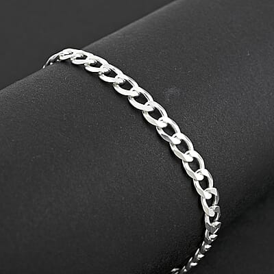 Italian Flat Cuban Chain Bracelet in Sterling Silver (7.00 In) 5.6 Grams