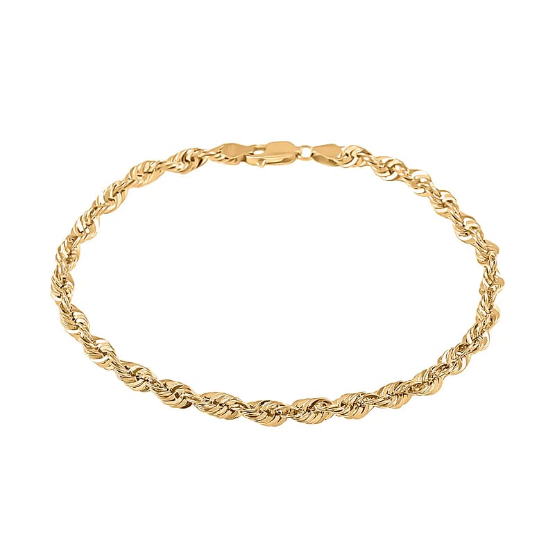 Made In Italy 14K YG Over Sterling Silver Rope Chain Bracelet (7.00 In) (5.30 g)