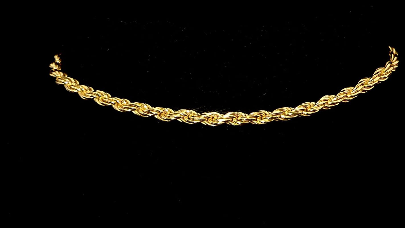 Made In Italy 14K YG Over Sterling Silver Rope Chain Bracelet (7.00 In) (5.30 g)